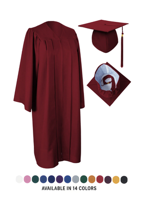 Graduation Cap and Gown Set in Red Color