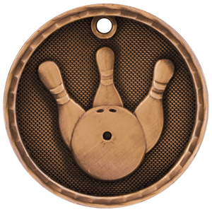 Antique Bronze 2" 3D Bowling Medal