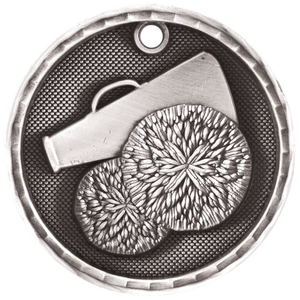 Antique Silver 2" 3D Cheer Medal