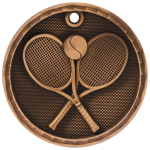 Antique Bronze 2" 3D Tennis Medal