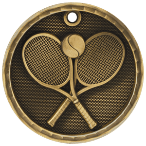 Antique Gold 2" 3D Tennis Medal