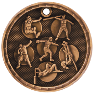 Antique Bronze 2" 3D Track and Field Medal
