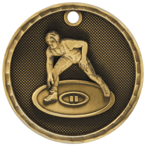 Antique Gold 2" 3D Wrestling Medal
