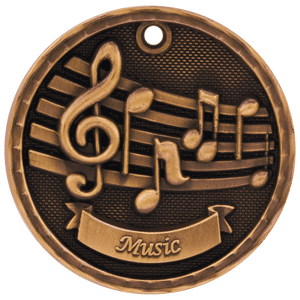 Antique Bronze 2" 3D Music Medal