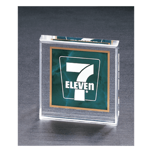 Emerald 3 3/4" x 3 3/4" Marble Design Acrylic Paperweight