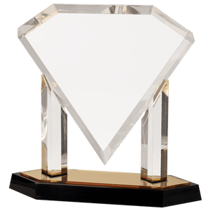 Gold 10 3/4" Floating Diamond Acrylic