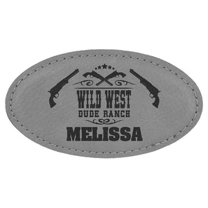 3 1/4" x 1 3/4" Laserable Leatherette Oval Badge Blank with Magnet