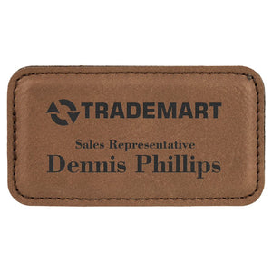 Dark Brown 3 1/4" x 1 3/4" Laserable Leatherette Badge Blank with Magnet