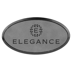 Gray 3" x 1 1/2" Laserable Leatherette Oval Badge & Frame