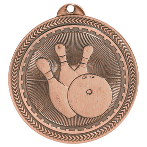 Antique Bronze 2" Bowling Laserable BriteLazer Medal