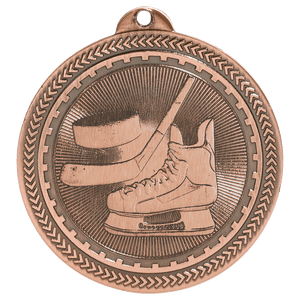 Antique Bronze 2" Hockey Laserable BriteLazer Medal