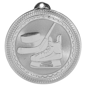 Bright Silver 2" Hockey Laserable BriteLazer Medal