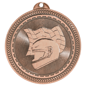 Antique Bronze 2" Racing Laserable BriteLazer Medal