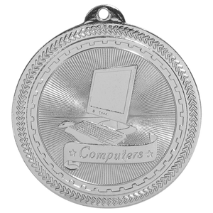 Bright Silver 2" Computers Laserable BriteLazer Medal