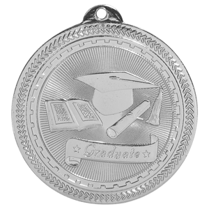 Bright Silver 2" Graduate Laserable BriteLazer Medal
