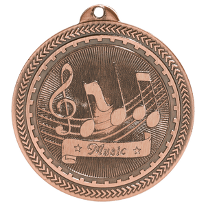 Antique Bronze 2" Music Laserable BriteLazer Medal