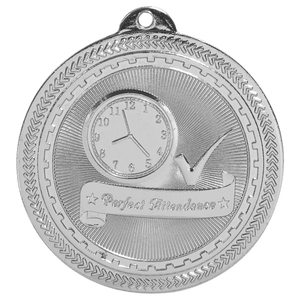 Bright Silver 2" Perfect Attendance Laserable BriteLazer Medal