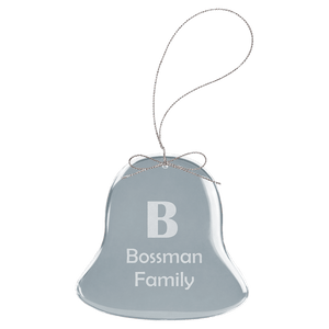 Clear Bell Glass Ornament with Silver 3" String