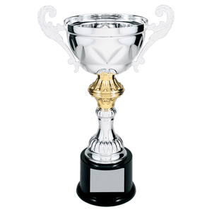 Silver 11 1/2" Completed Metal Cup Trophy on Plastic Base