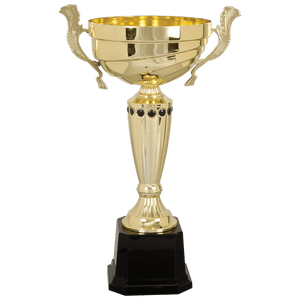 Gold 3 14 1/2" Completed Metal Cup Trophy on Plastic Base
