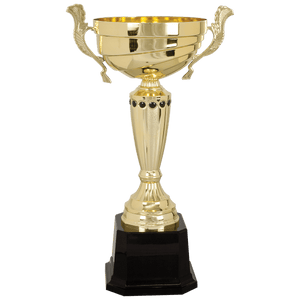 Gold 15 1/2" Completed Metal Cup Trophy on Plastic Base