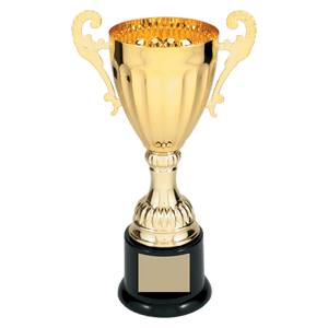 Gold 2 8 3/4" Completed Metal Cup Trophy on Plastic Base