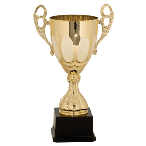 Gold 3 13" Completed Metal Cup Trophy on Plastic Base