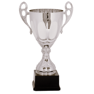Silver 15 3/4" Completed Metal Cup Trophy on Plastic Base