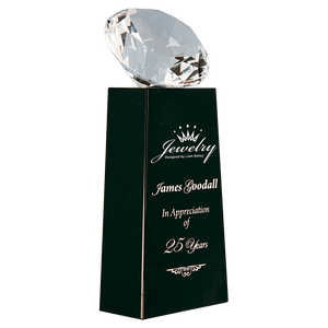 Black 7 3/4" Crystal Diamond on Crystal Pedestal