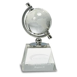 Clear 6" Crystal Spinning Globe on Base