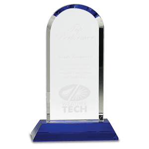 Clear Crystal Dome on Blue 9 1/4" Pedestal Base