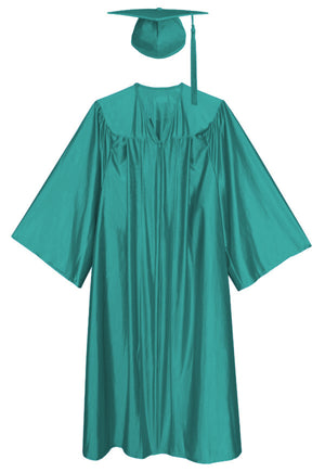Emerald Shiny Cap and Gown for Graduation Events