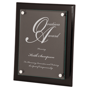 10 1/2" x 13" Piano Finish Floating Glass Plaque