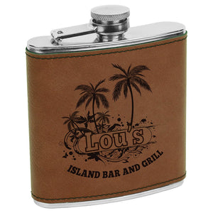 Dark Brown 6 oz. Laserable Leatherette Stainless Steel Flask