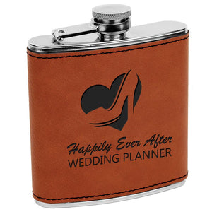 Rawhide 6 oz. Laserable Leatherette Stainless Steel Flask