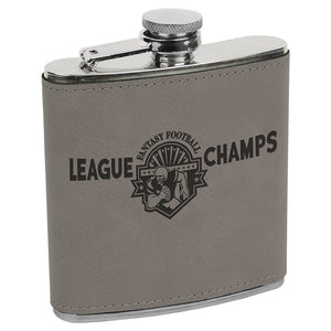Gray 6 oz. Laserable Leatherette Stainless Steel Flask