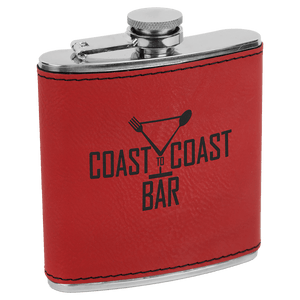 Red 6 oz. Laserable Leatherette Stainless Steel Flask