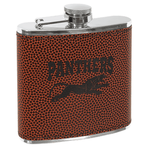 Football 6 oz. Laserable Leatherette Stainless Steel Flask