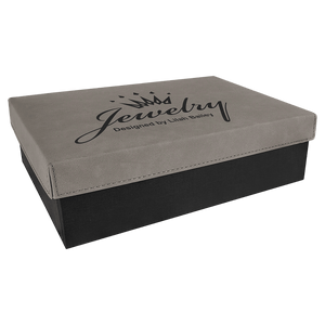 Gray 9 7/8" x 7 1/8" Gift Box with Laserable Leatherette Lid