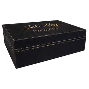 Black/Gold 10 1/4" x 7 1/2" Laserable Leatherette Premium Gift Box