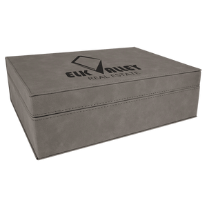 Gray 10 1/4" x 7 1/2" Laserable Leatherette Premium Gift Box