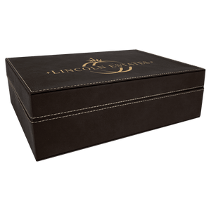 Black/Gold 12 1/4" x 8 1/4" Laserable Leatherette Premium Gift Box
