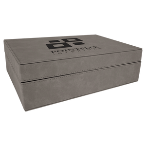 Gray 12 1/4" x 8 1/4" Laserable Leatherette Premium Gift Box