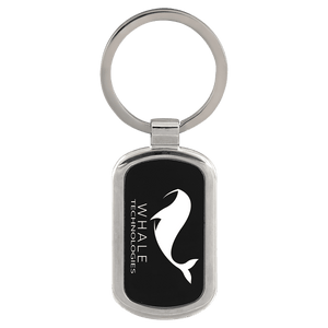 Black 1 1/8" x 1 7/8" Laserable Rectangle Keychain