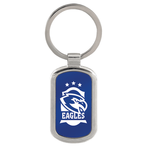 Blue 1 1/8" x 1 7/8" Laserable Rectangle Keychain
