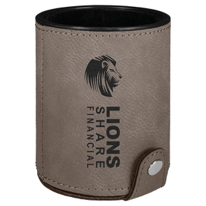 Gray Laserable Leatherette Dice Cup with 5 Dice