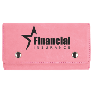 Pink Laserable Leatherette Card & Dice Set