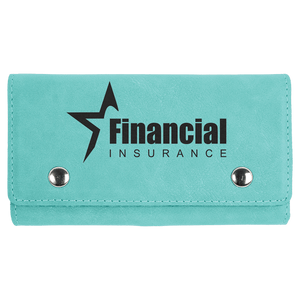 Teal Laserable Leatherette Card & Dice Set