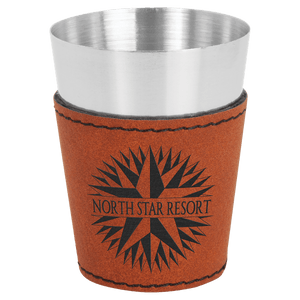 Rawhide 2 oz. Laserable Leatherette & Stainless Steel Shot Glass