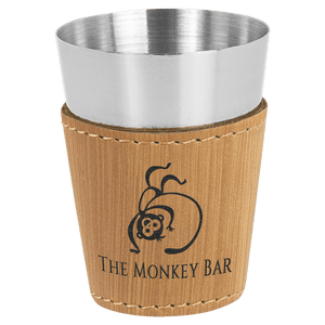Bamboo 2 oz. Laserable Leatherette & Stainless Steel Shot Glass